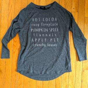 Women's cozy gray fall pumpkin & cocoa sweatshirt, size Medium by Modern Canvas